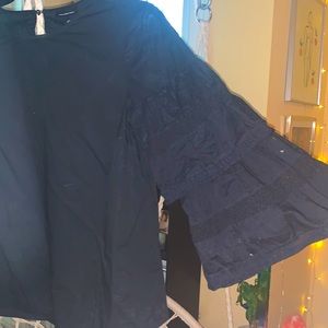 Tiered Eyelet Puffy Bell Sleeve Blouse